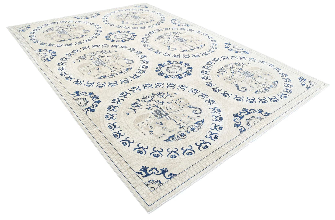 Brown Afghan Serenity Rug 8' 2" x 11' 4" Hand-Knotted | No. AT46986