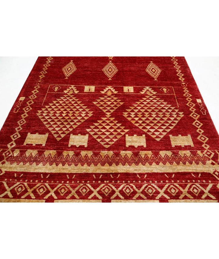 Afghan Modcar Rug 6' 4" x 9' 3" Hand-Knotted | No. AT47005