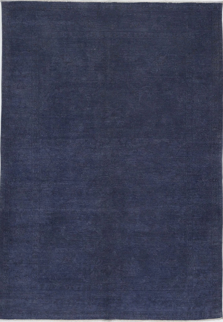 Blue Afghan Overdye Rug 6' 4" x 9' 1" Hand-Knotted | No. AT47077