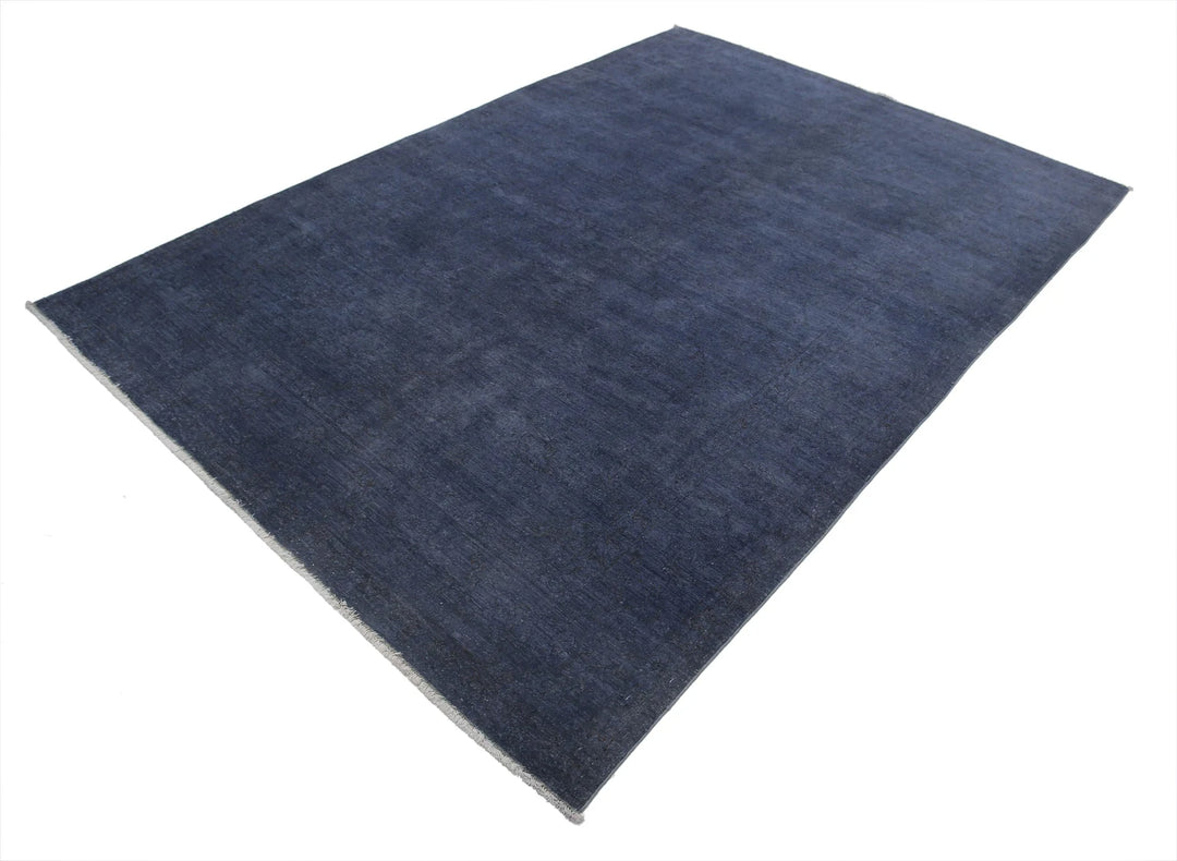Blue Afghan Overdye Rug 6' 4" x 9' 1" Hand-Knotted | No. AT47077