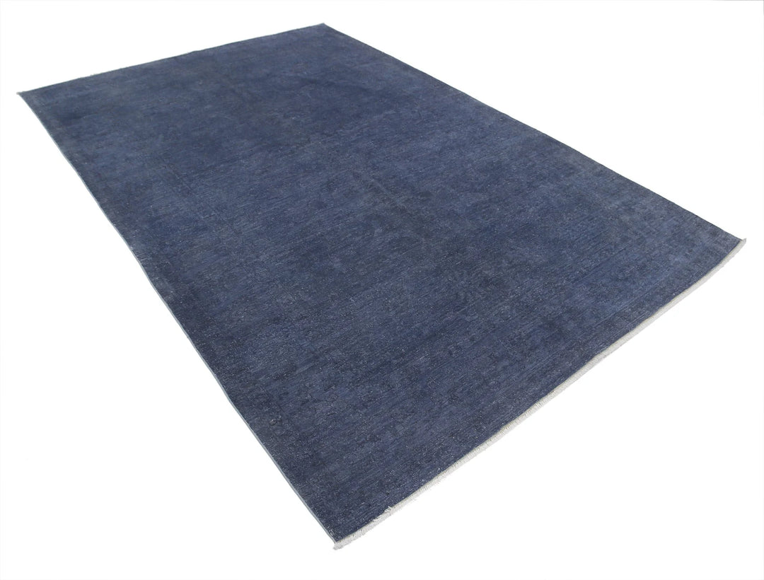 Blue Afghan Overdye Rug 6' 4" x 9' 1" Hand-Knotted | No. AT47077