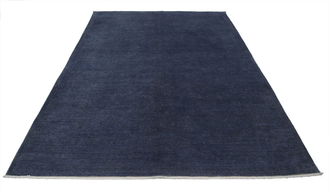 Blue Afghan Overdye Rug 6' 4" x 9' 1" Hand-Knotted | No. AT47077