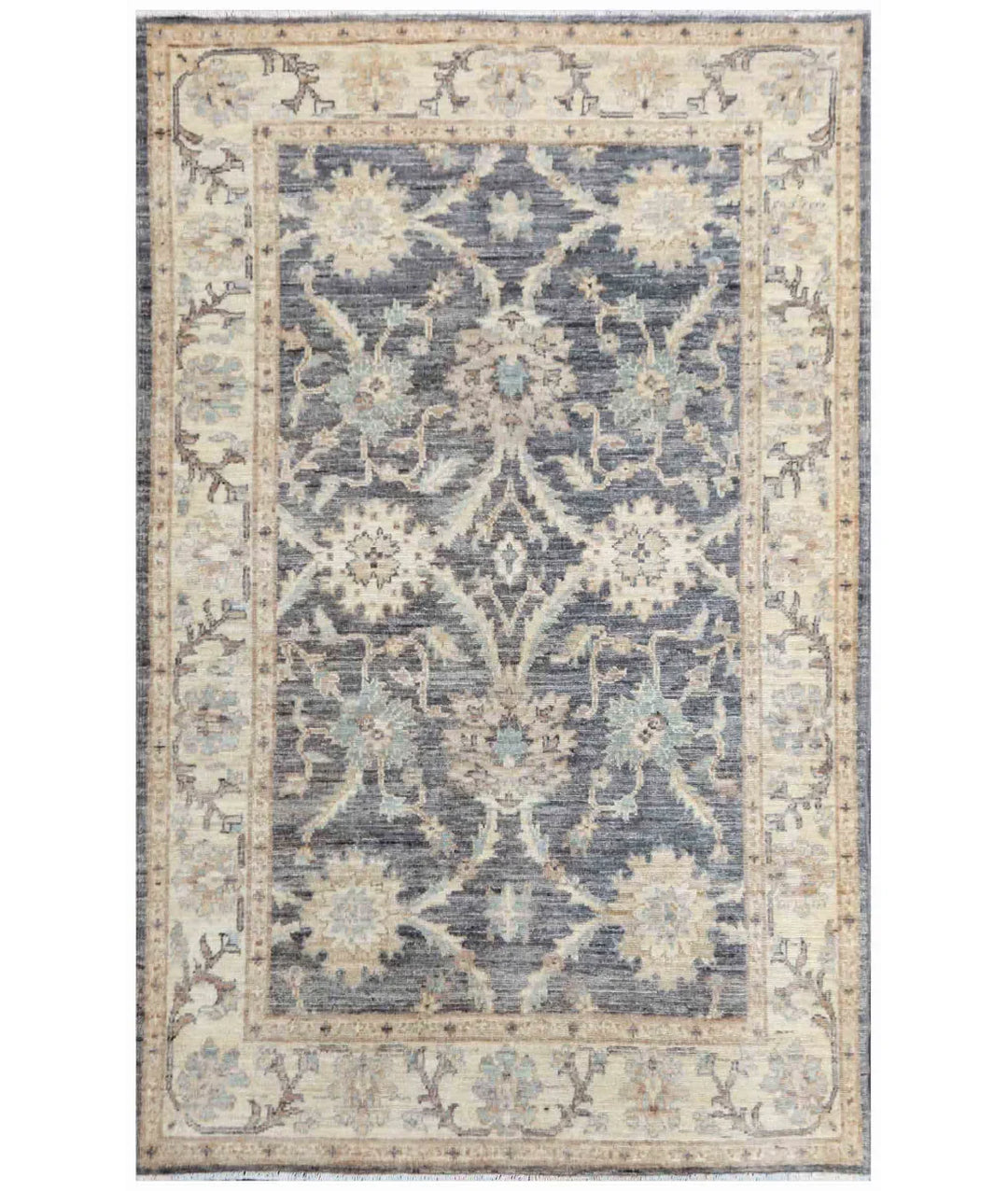 Grey Afghan Serenity Rug 3' 3" x 5' 2" Hand-Knotted | No. AT47138