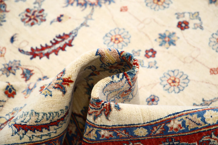 Ivory Afghan Ziegler Rug 5' 5" x 7' 9" Hand-Knotted | No. AT47171