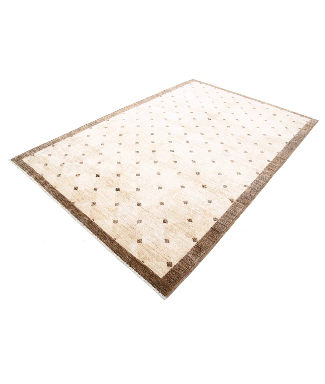 Beige Afghan Oriental Rug 6' 0" x 8' 11" Hand-Knotted | No. AT47236