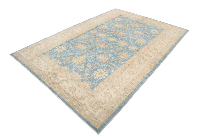 Afghan Ziegler Rug 6' 8" x 9' 8" Hand-Knotted | No. AT47239
