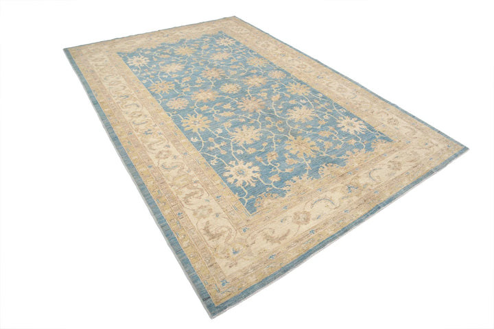 Afghan Ziegler Rug 6' 8" x 9' 8" Hand-Knotted | No. AT47239