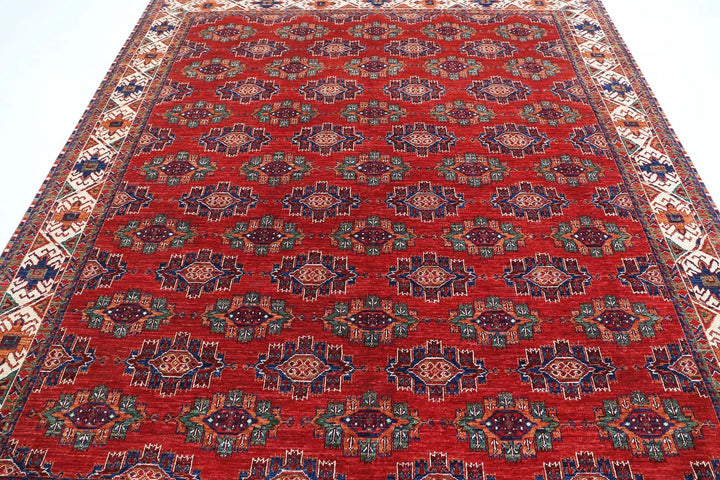 Afghan Nomadic Caucasian Humna Rug 8' 1" x 9' 9" Hand-Knotted | No. AT47261