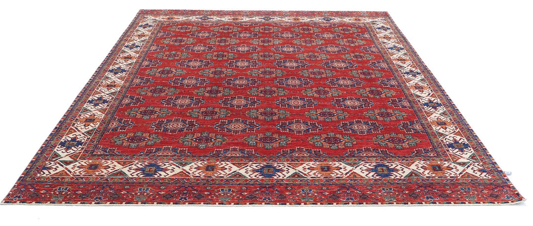 Afghan Nomadic Caucasian Humna Rug 8' 1" x 9' 9" Hand-Knotted | No. AT47261