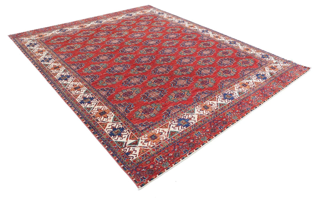 Afghan Nomadic Caucasian Humna Rug 8' 1" x 9' 9" Hand-Knotted | No. AT47261