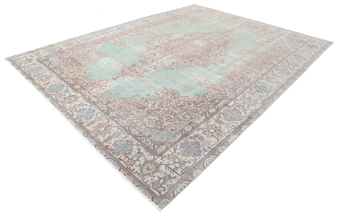 Persian Kerman Vintage Rug 9' 7" x 13' 1" Hand-Knotted | No. AT47339