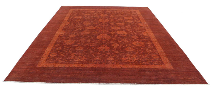 Rust Afghan Overdye Rug 8' 9" x 11' 3" Hand-Knotted | No. AT47357