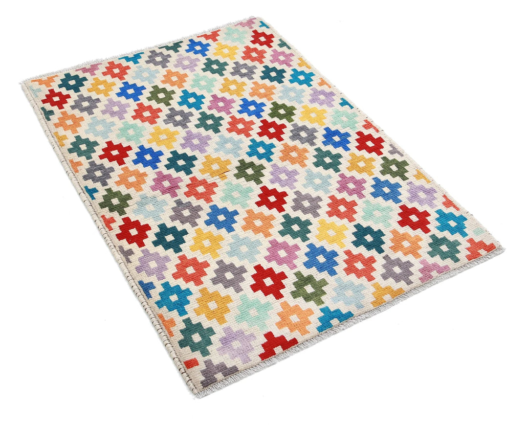 Ivory Baluch Revival Rug 2' 9" x 4' 0" Hand-Knotted | No. AT47358
