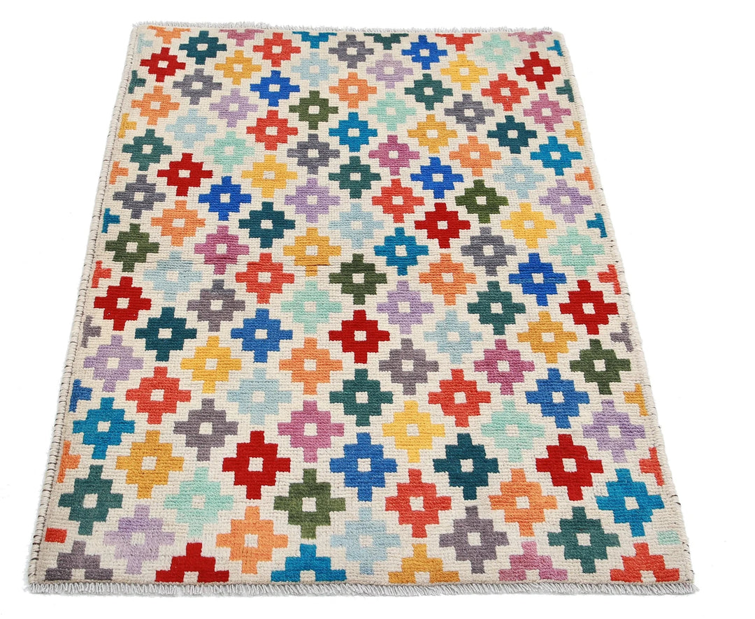 Ivory Baluch Revival Rug 2' 9" x 4' 0" Hand-Knotted | No. AT47358