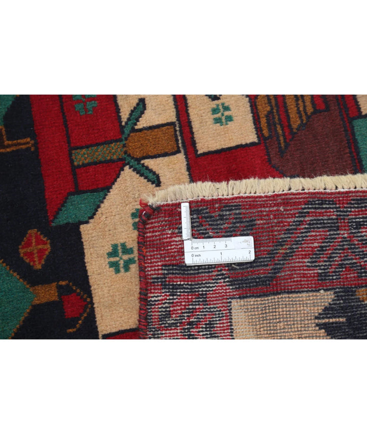 Red Afghan Tribal Rug 2' 8" x 4' 4" Hand-Knotted | No. AT47528
