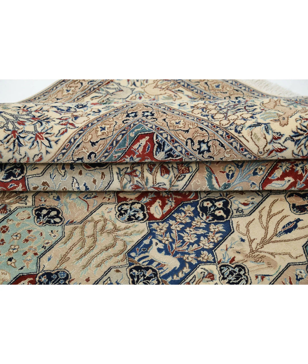 Ivory Persian Nain Rug 5' 11" x 9' 7" Hand-Knotted | No. AT47553