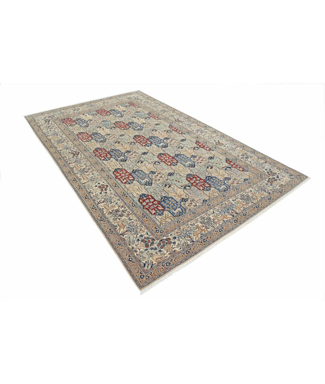 Ivory Persian Nain Rug 5' 11" x 9' 7" Hand-Knotted | No. AT47553
