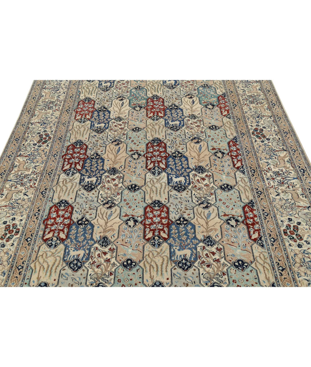 Ivory Persian Nain Rug 5' 11" x 9' 7" Hand-Knotted | No. AT47553