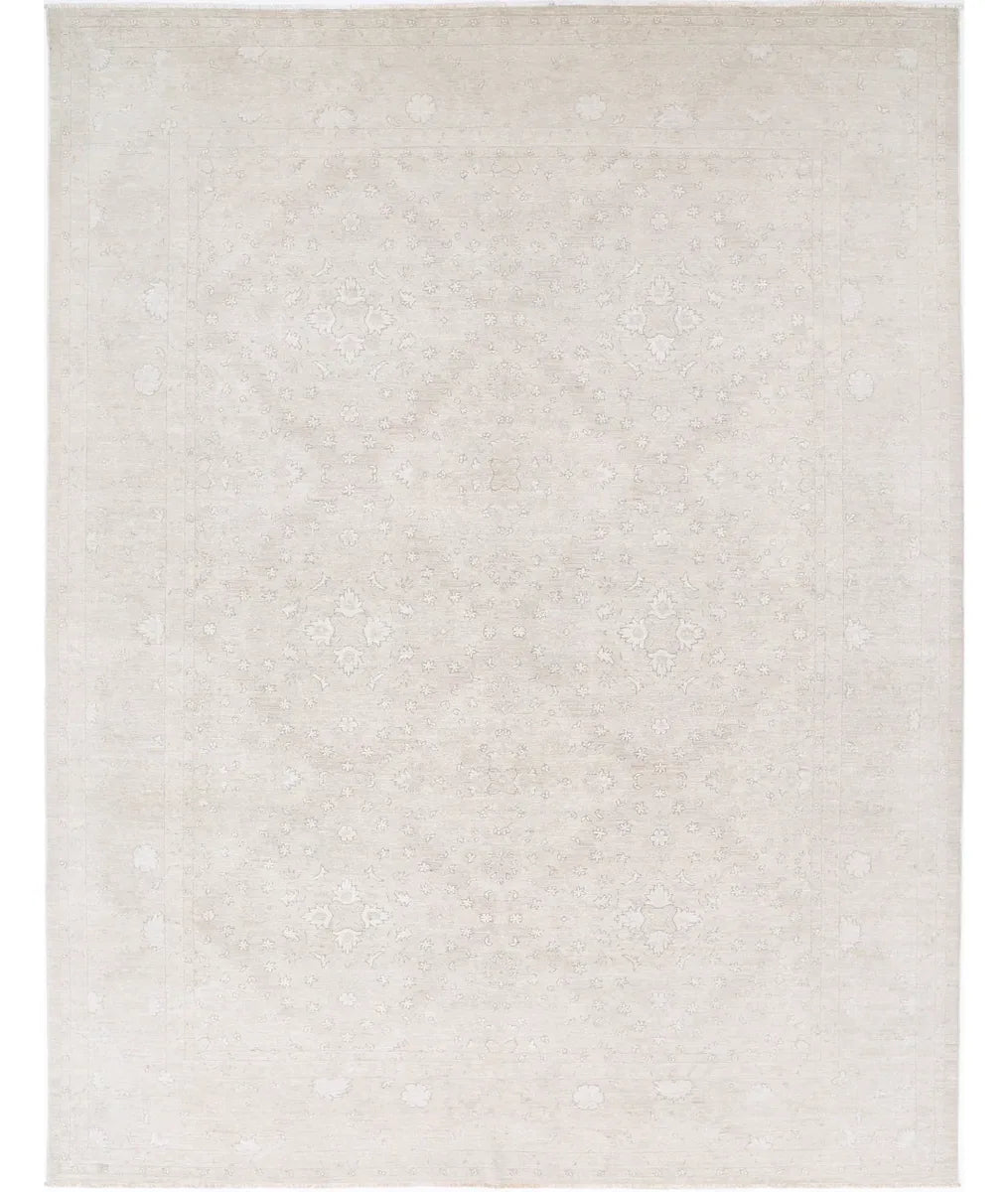 Brown Afghan Tabriz Rug 9' 3" x 11' 10" Hand-Knotted | No. AT47586