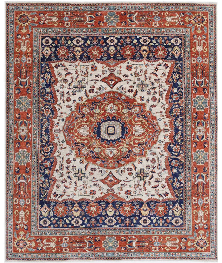 Afghan Heriz Rug 8' 0" x 9' 10" Hand-Knotted | No. AT47689