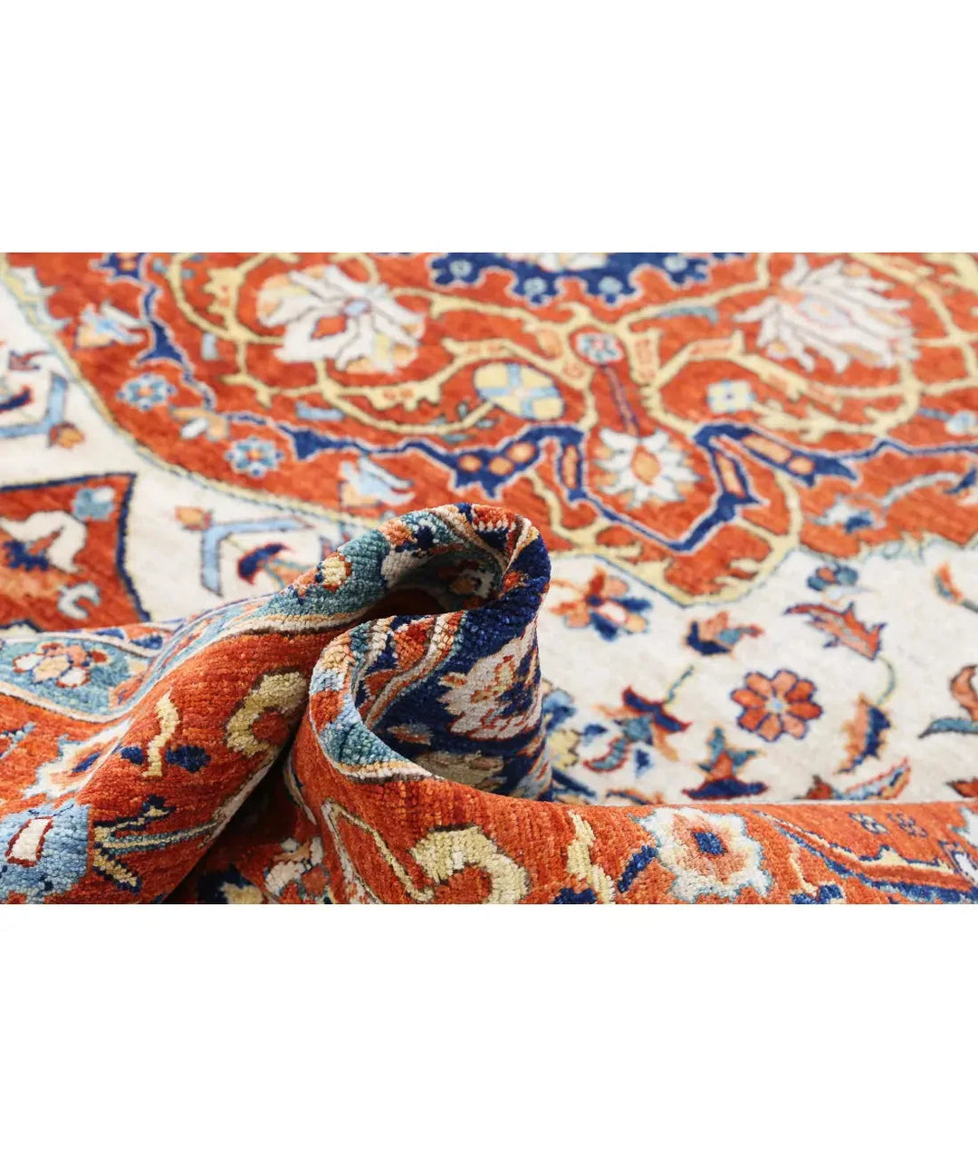 Afghan Heriz Rug 8' 0" x 9' 10" Hand-Knotted | No. AT47689