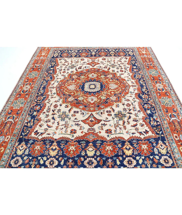 Afghan Heriz Rug 8' 0" x 9' 10" Hand-Knotted | No. AT47689
