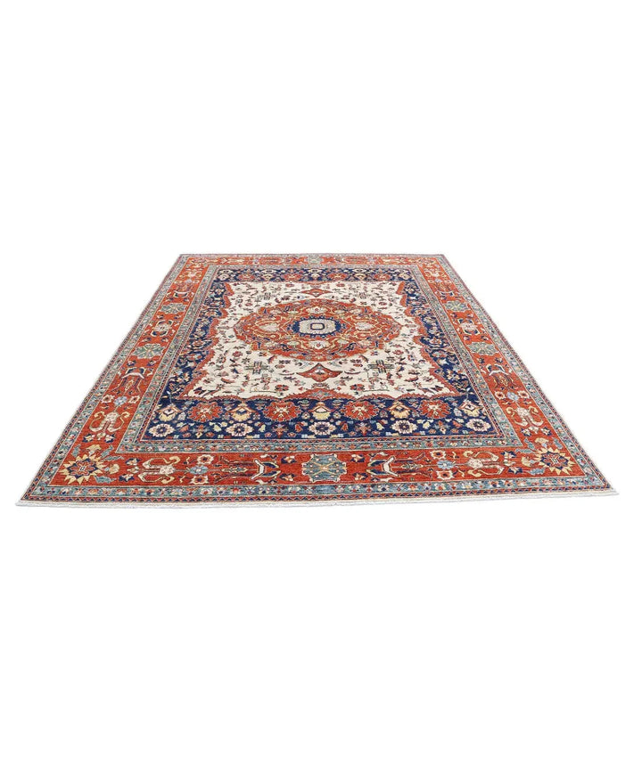 Afghan Heriz Rug 8' 0" x 9' 10" Hand-Knotted | No. AT47689