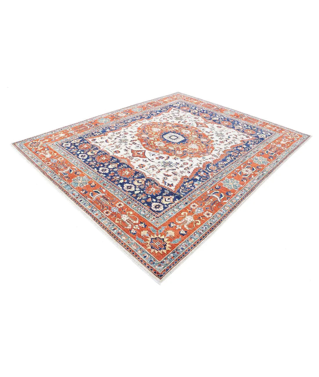 Afghan Heriz Rug 8' 0" x 9' 10" Hand-Knotted | No. AT47689