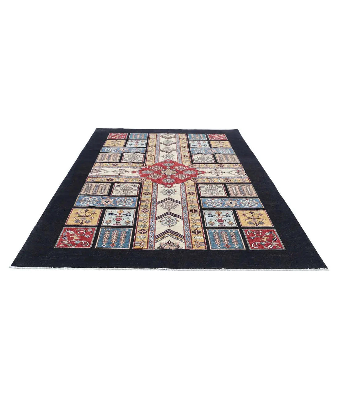 Afghan Bakhtiari Rug 6' 7" x 9' 7" Hand-Knotted | No. AT47744