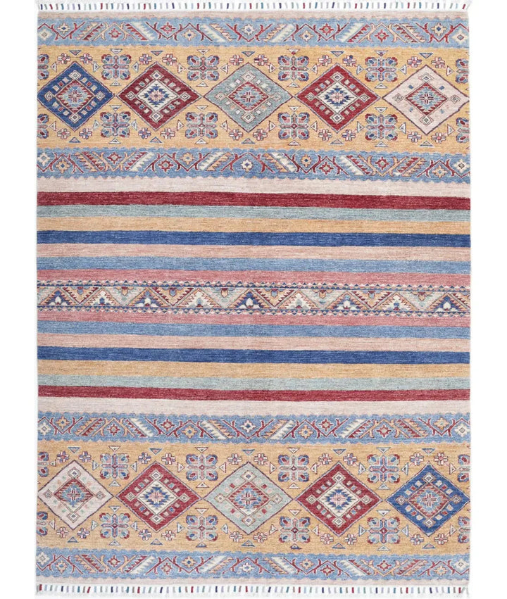 Blue Afghan Khurjeen Rug 5' 8" x 7' 7" Hand-Knotted | No. AT47775