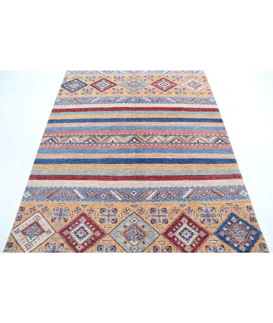 Blue Afghan Khurjeen Rug 5' 8" x 7' 7" Hand-Knotted | No. AT47775