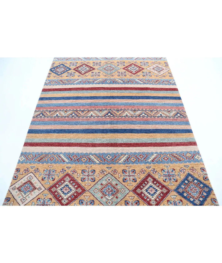 Blue Afghan Khurjeen Rug 5' 8" x 7' 7" Hand-Knotted | No. AT47775