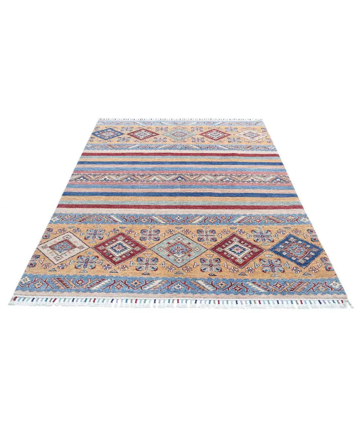 Blue Afghan Khurjeen Rug 5' 8" x 7' 7" Hand-Knotted | No. AT47775