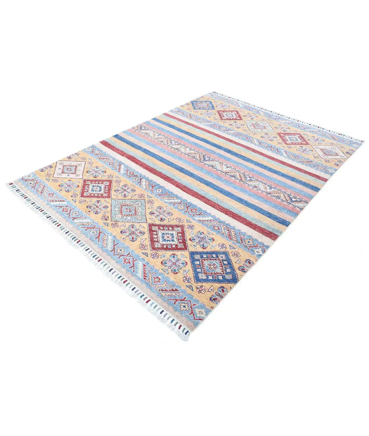 Blue Afghan Khurjeen Rug 5' 8" x 7' 7" Hand-Knotted | No. AT47775