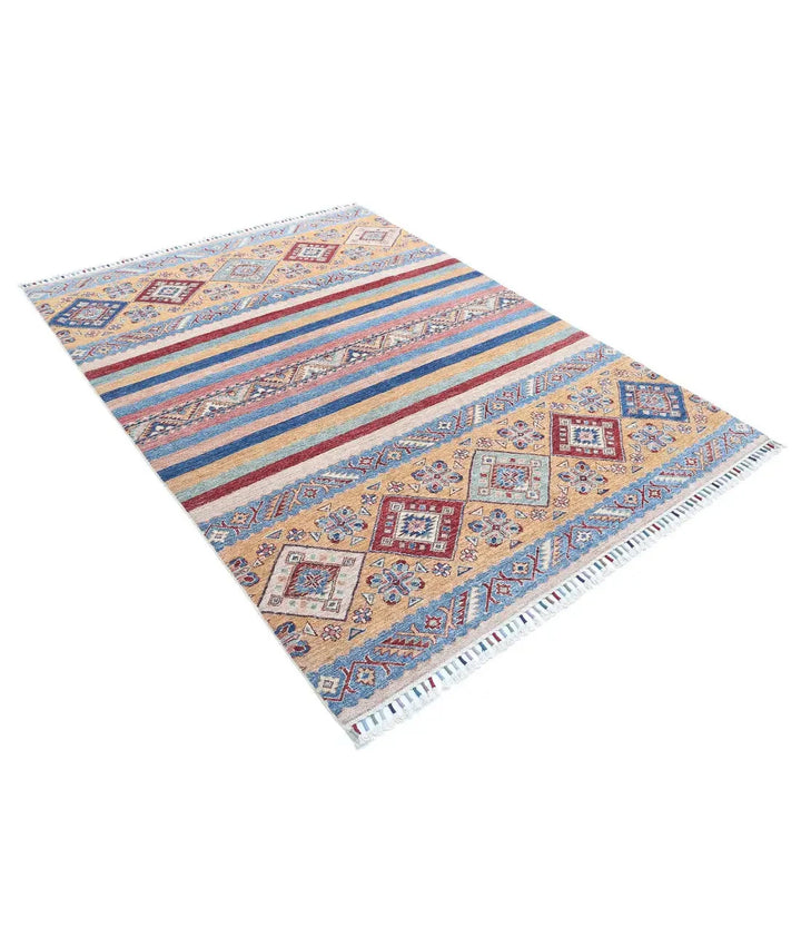 Blue Afghan Khurjeen Rug 5' 8" x 7' 7" Hand-Knotted | No. AT47775