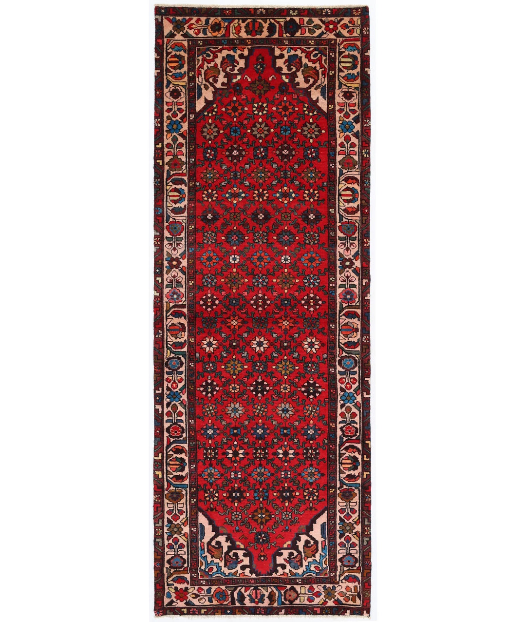 Persian Hamadan Runner Rug 3' 6" x 9' 10" Hand-Knotted | No. AT47822