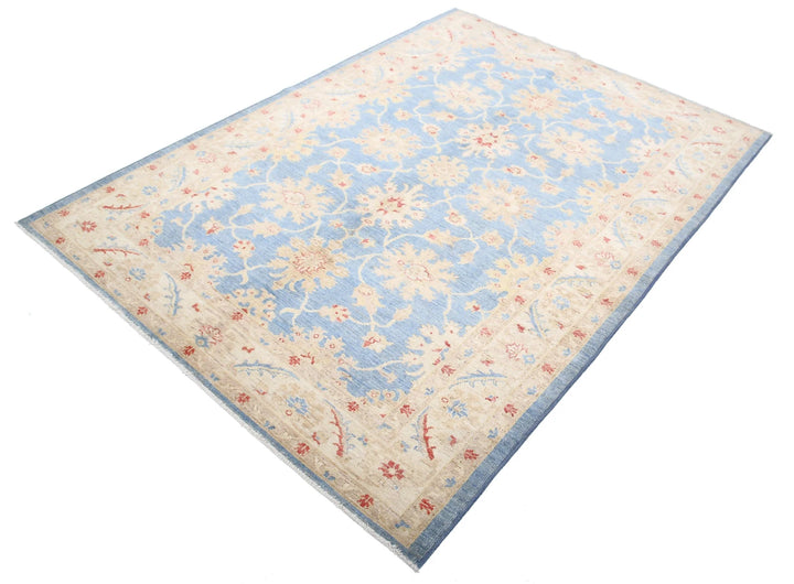 Afghan Ziegler Rug 5' 0" x 6' 8" Hand-Knotted | No. AT48060