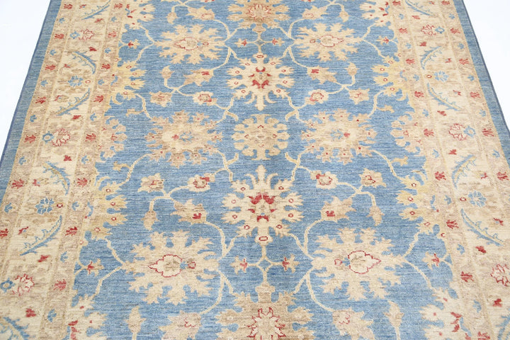 Afghan Ziegler Rug 5' 0" x 6' 8" Hand-Knotted | No. AT48060