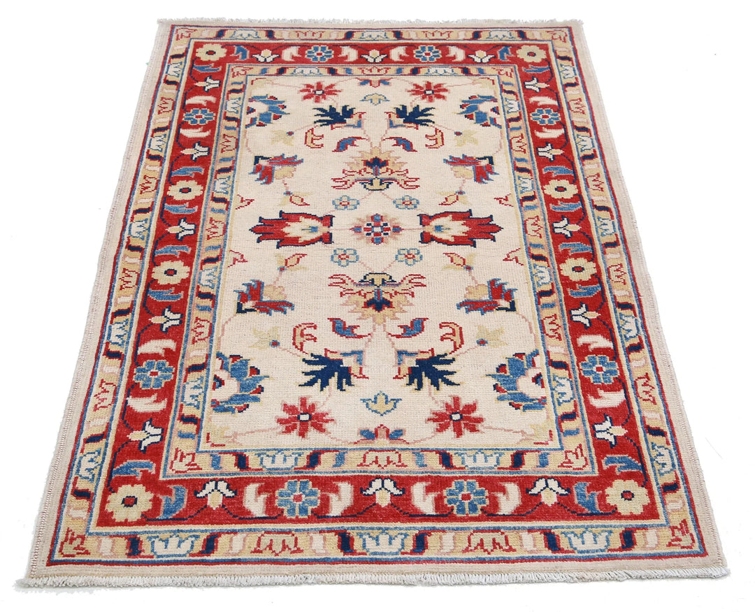 Beige Afghan Oriental Rug 3' 0" x 4' 6" Hand-Knotted view
