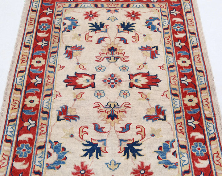 Beige Afghan Oriental Rug 3' 0" x 4' 6" Hand-Knotted field