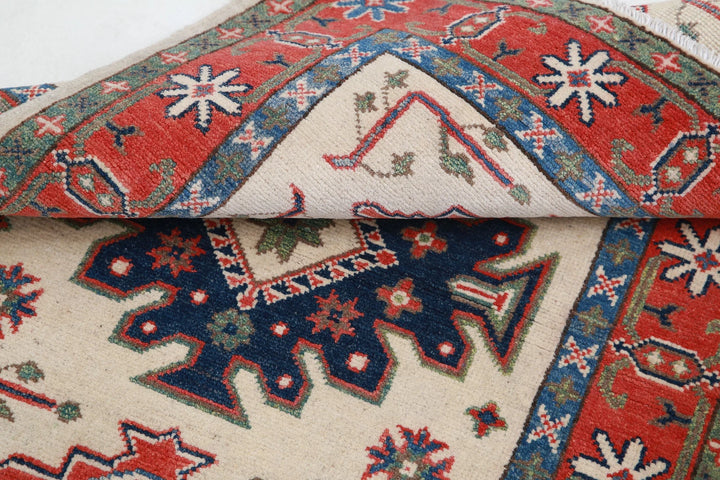 Afghan Kazak Rug 2' 8" x 3' 11" Hand-Knotted | No. AT48233