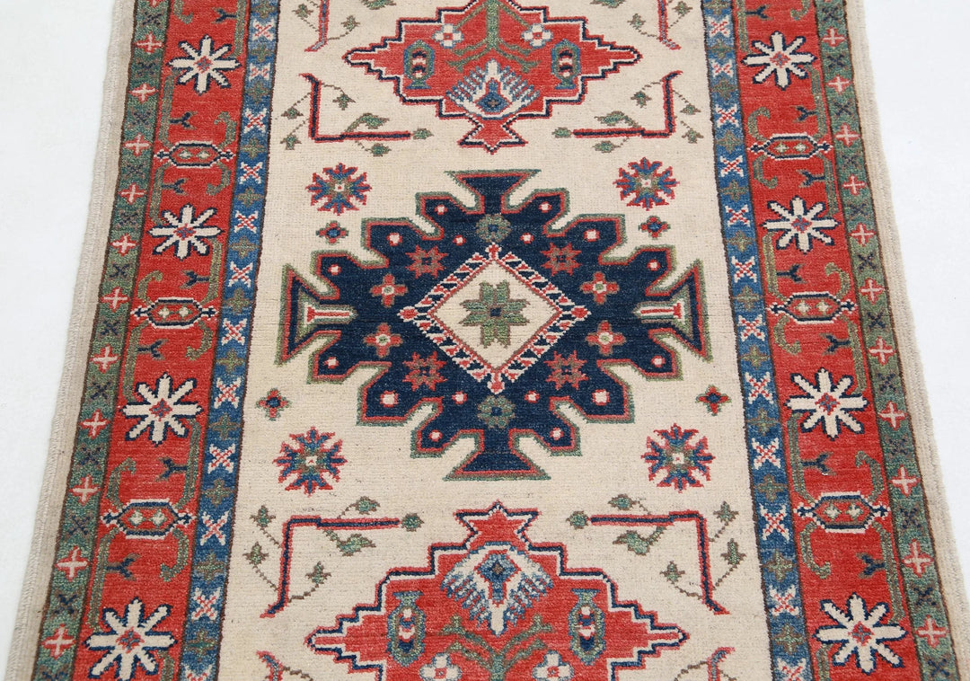 Afghan Kazak Rug 2' 8" x 3' 11" Hand-Knotted | No. AT48233