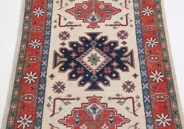 Afghan Kazak Rug 2' 8" x 3' 11" Hand-Knotted | No. AT48233