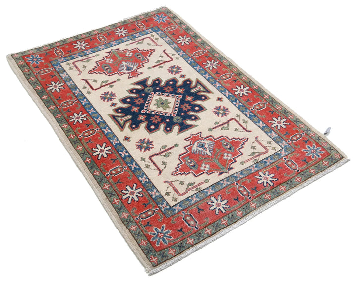 Afghan Kazak Rug 2' 8" x 3' 11" Hand-Knotted | No. AT48233