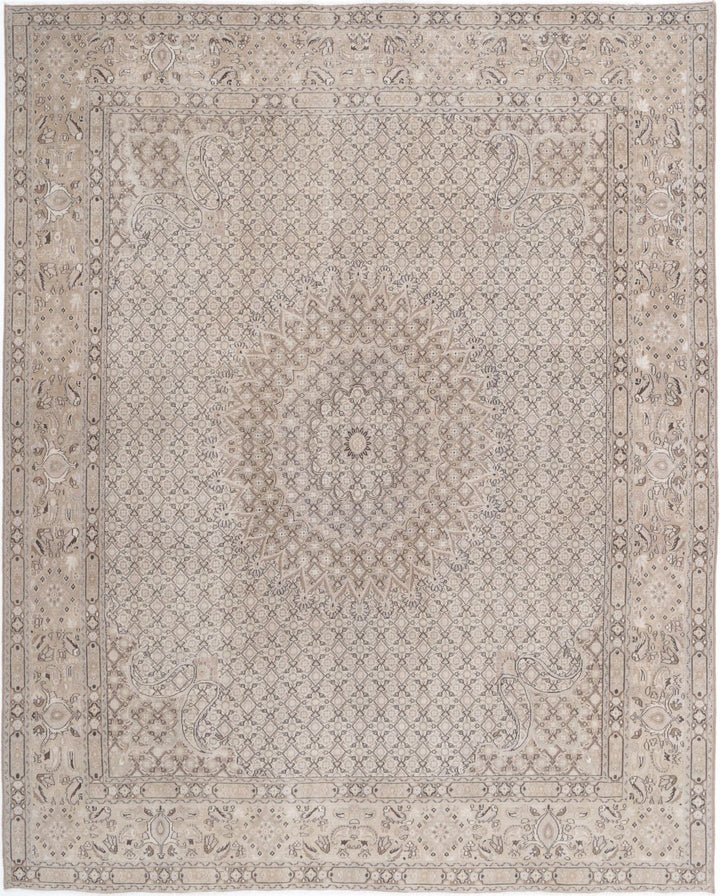 Taupe Brown Persian Bijar Rug 7' 9" x 9' 7" Hand-Knotted | No. AT48305