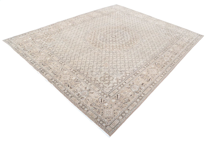 Taupe Brown Persian Bijar Rug 7' 9" x 9' 7" Hand-Knotted | No. AT48305