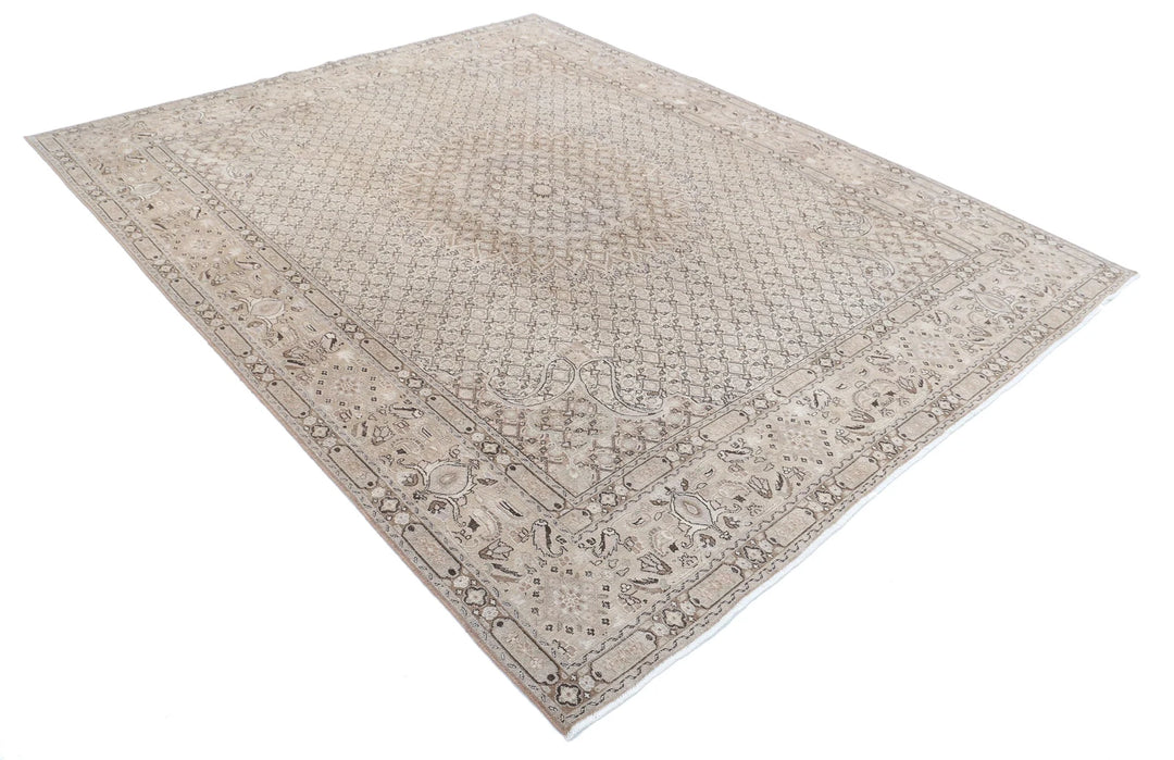 Taupe Brown Persian Bijar Rug 7' 9" x 9' 7" Hand-Knotted | No. AT48305