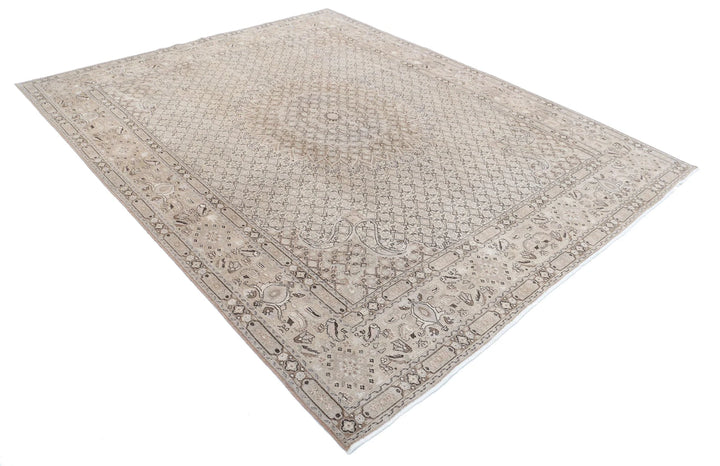 Taupe Brown Persian Bijar Rug 7' 9" x 9' 7" Hand-Knotted | No. AT48305