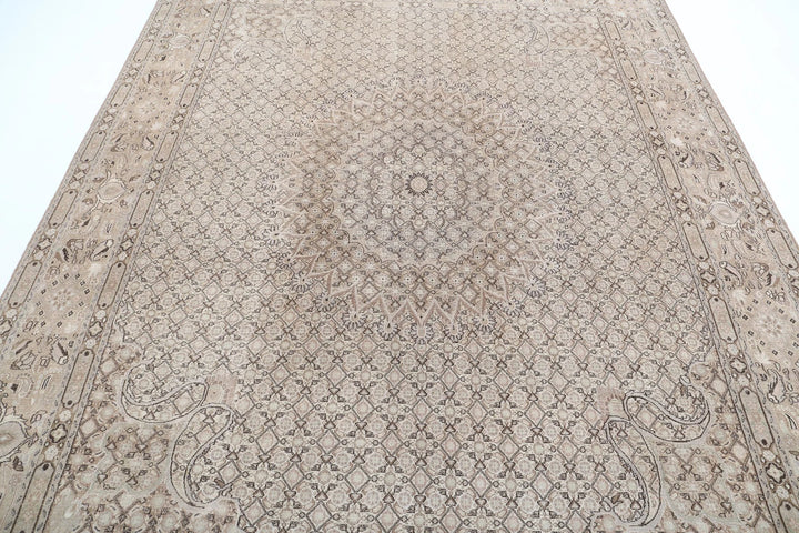 Taupe Brown Persian Bijar Rug 7' 9" x 9' 7" Hand-Knotted | No. AT48305