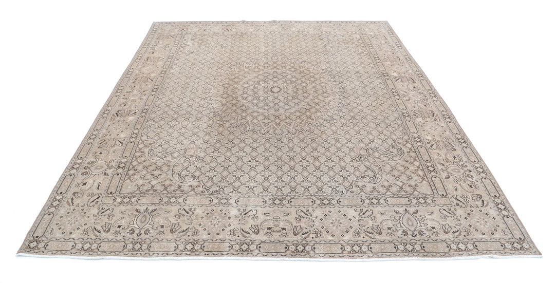 Taupe Brown Persian Bijar Rug 7' 9" x 9' 7" Hand-Knotted | No. AT48305